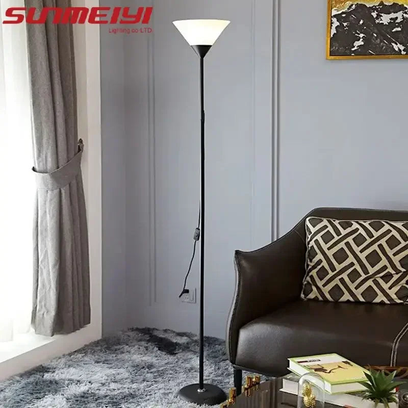Lampadaire torchère noir à coupe blanche, liseuse en option