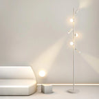 Lampadaire noir à trois boules et trois spots orientables, 158 cm