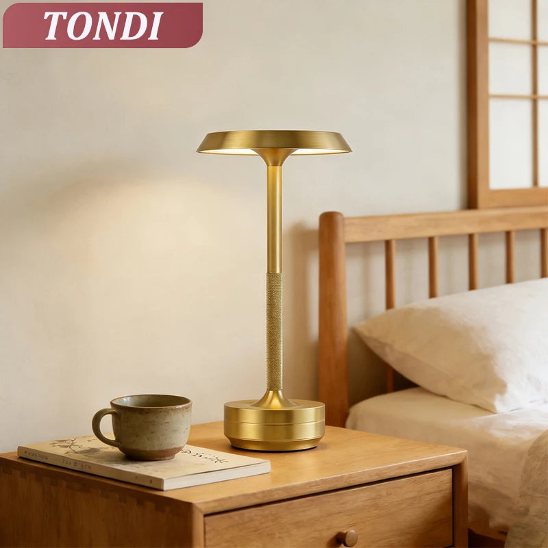Lampe de chevet sans fil en aluminium tactile, 28 cm, doré ou noir