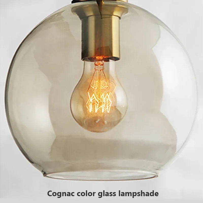 Suspension en verre cognac, six formes du cylindre au galet, E27