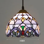 Suspension en verre vitrail Ø 20 cm, quinze décors colorés, E27