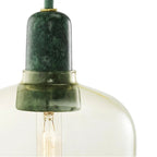 Suspension bocal en verre fumé, ambré ou clair, douille en marbre