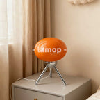 Lampe de chevet ovale en verre orange sur trépied chromé, 27 cm