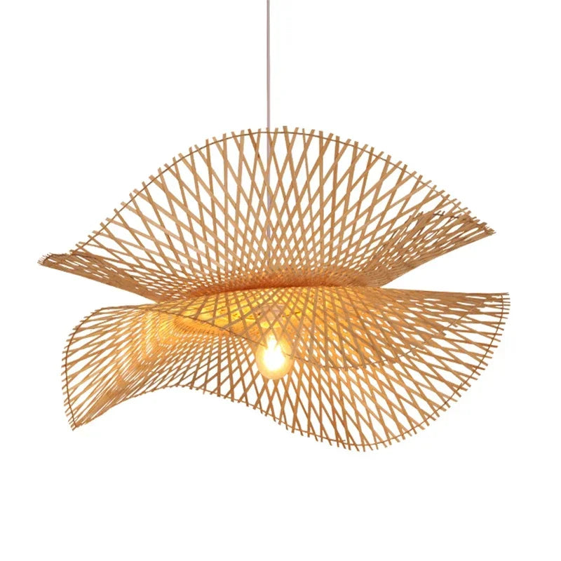 Suspension chapeau en lamelles de bambou, simple ou double voile