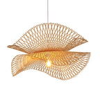 Suspension chapeau en lamelles de bambou, simple ou double voile
