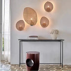 Lampadaire à disques en cannage de rotin, 8 modèles assortis