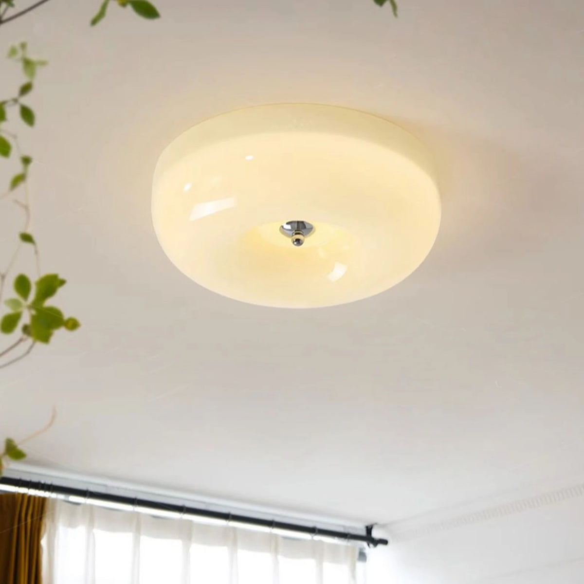 Plafonnier LED en verre crème effet pudding, Ø 30, 32 ou 40 cm