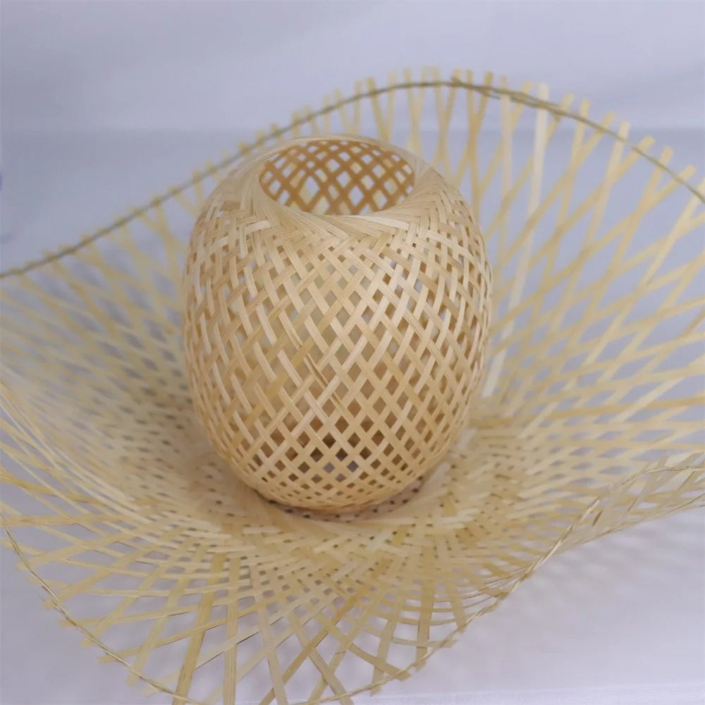 Suspension capeline en bambou et cocon tressé, câble de 150 cm