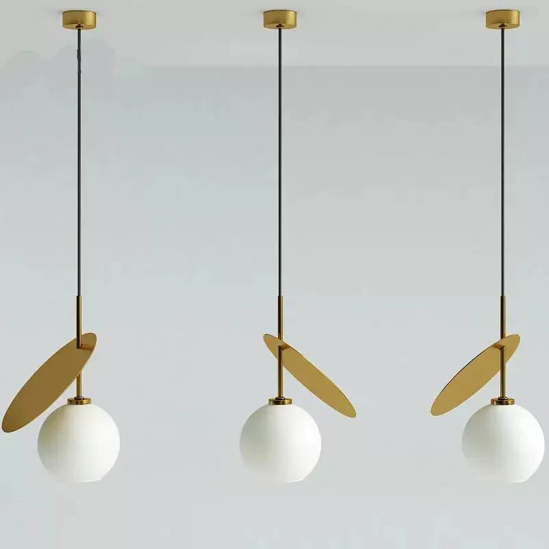 Lustre cerise, globes en verre et disque métal, 1 ou 2 lumières