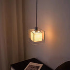 Lampe cube en papier de riz sous verre, à poser, murale ou suspendue