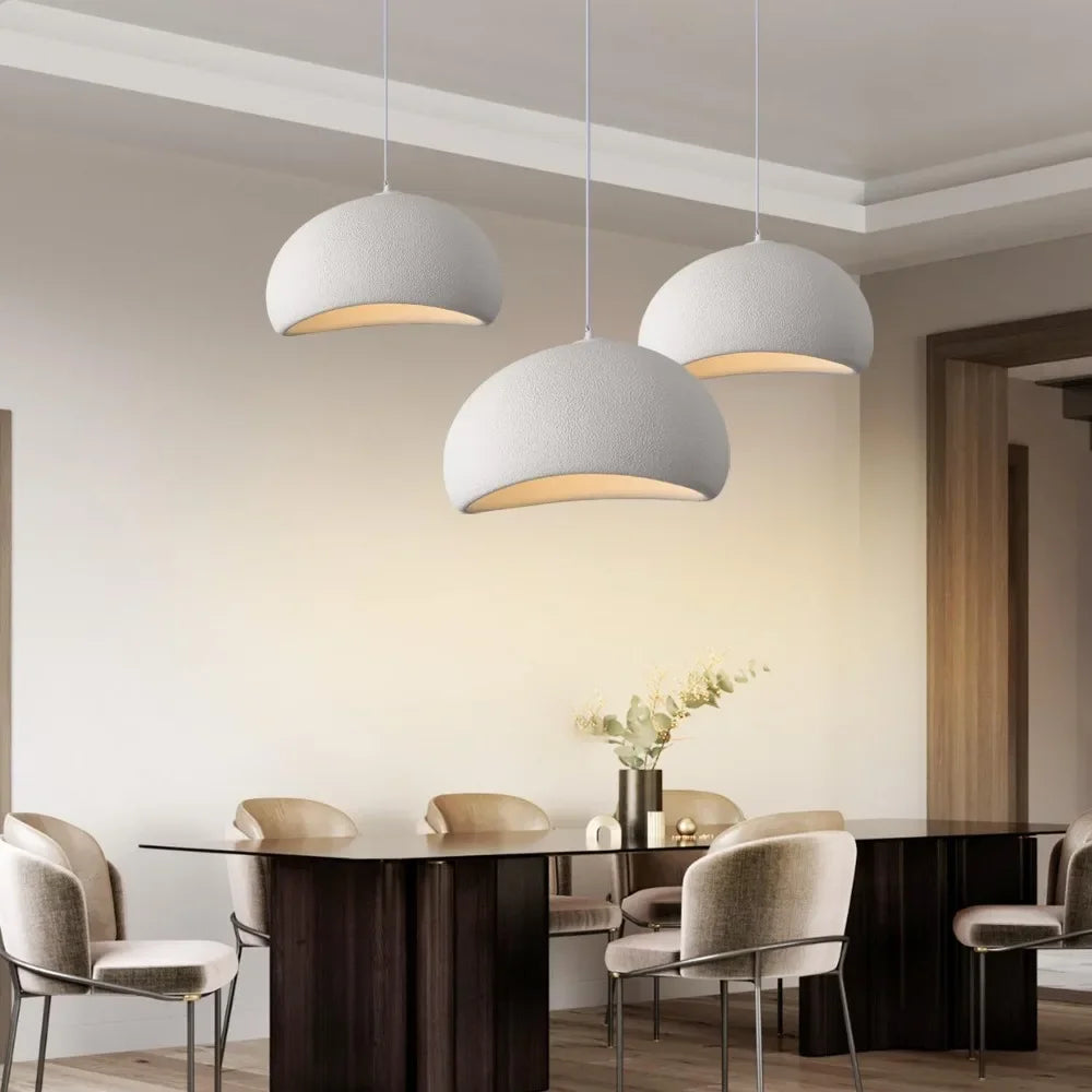 Suspension galet blanc texturé d'inspiration japonaise, Ø 30 ou 50 cm
