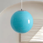 Suspension boule en verre rayé spirale, tons pastel, Ø 30 ou 40 cm