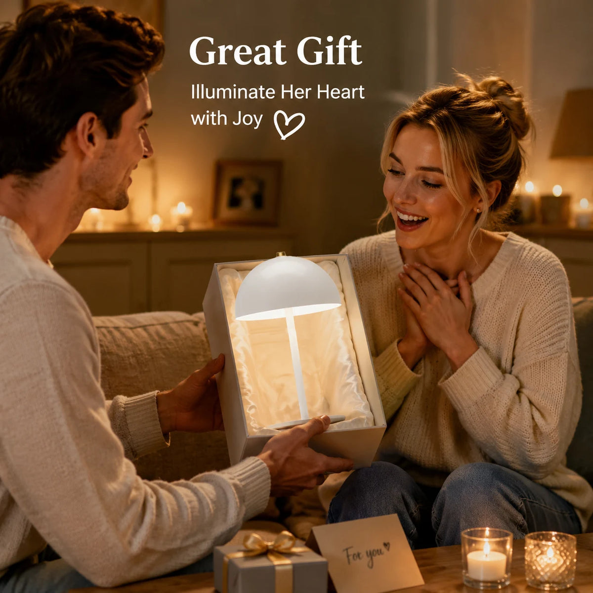 Lampe champignon sans fil à dôme laqué, tactile, cinq coloris