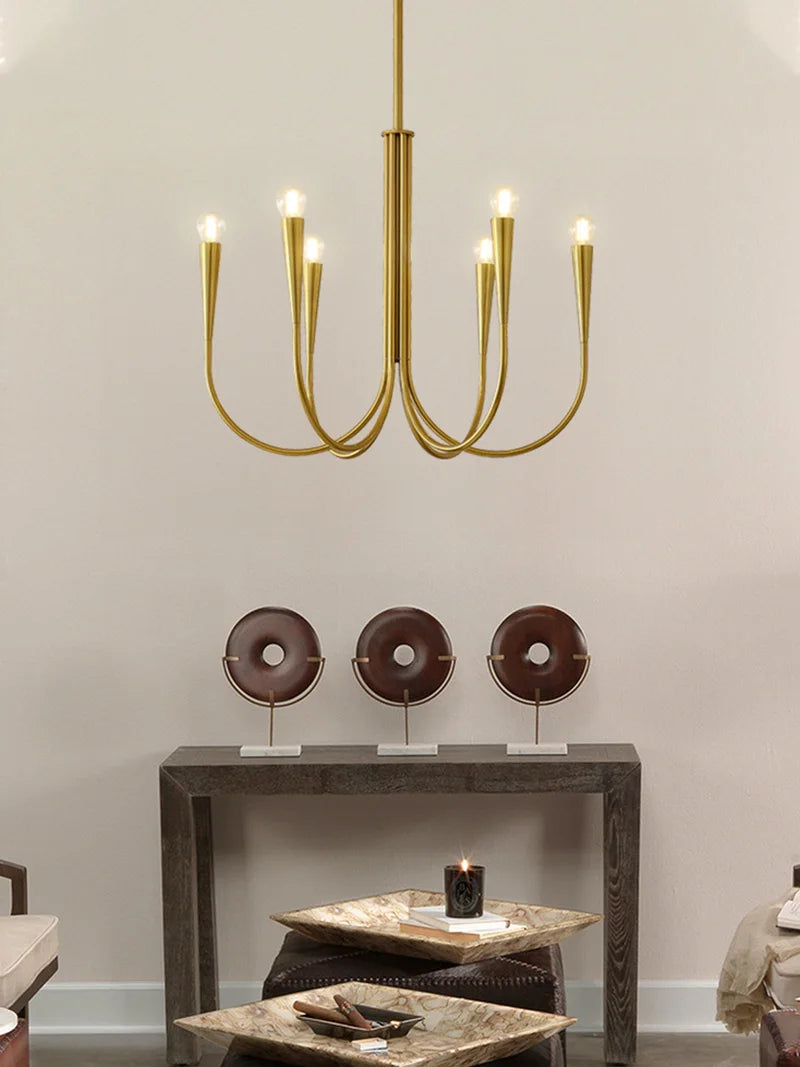 Lustre doré à bras en U et ampoules LED fournies, de 6 à 12 lumières