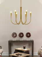 Lustre doré à bras en U et ampoules LED fournies, de 6 à 12 lumières