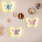 Applique murale papillon LED pastel pour chambre d'enfant, 24 cm