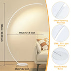 Lampadaire arc LED blanc ou doré, 165 cm, de 3000 à 6500 K
