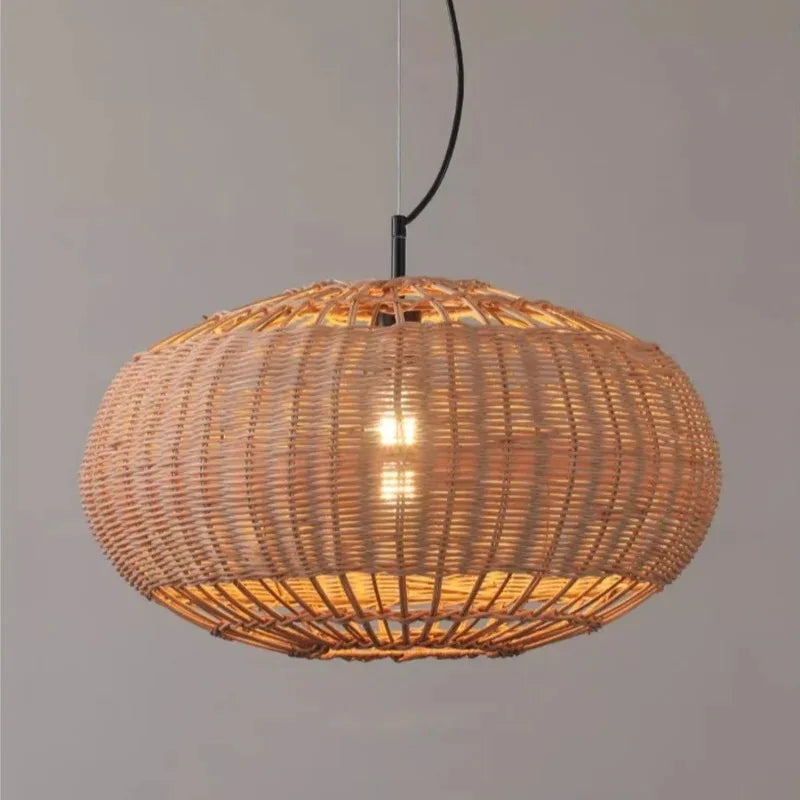 Suspension galette en rotin tressé, de 40 à 80 cm de diamètre