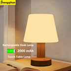 Lampe de chevet sans fil tactile 2700K, abat-jour opalin