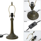 Pied de lampe vintage finition laiton vieilli, lyre et câble 145 cm
