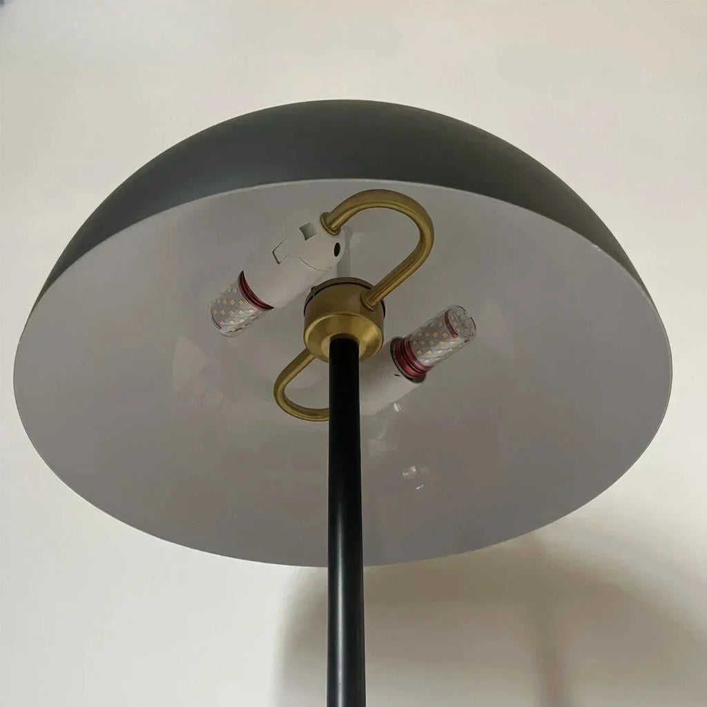 Lampadaire dôme en métal, noir ou terracotta, deux ampoules LED