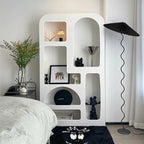Lampadaire noir à tige ondulée et abat-jour plissé, 150 cm