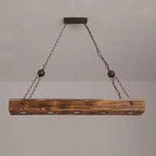 Lustre poutre en bois brûlé à spots LED, 4 ou 5 lumières, chaînes