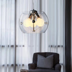 Suspension tambour en verre à 3 ampoules, Ø 30, 40 ou 50 cm