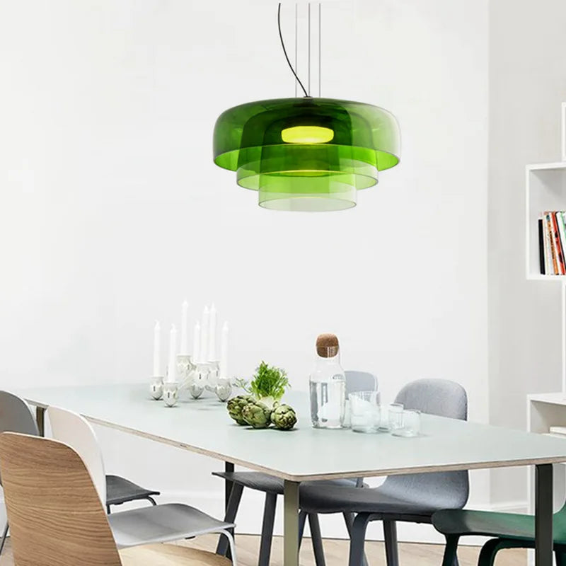 Suspension en verre teinté à couches superposées, LED 9 W fournie