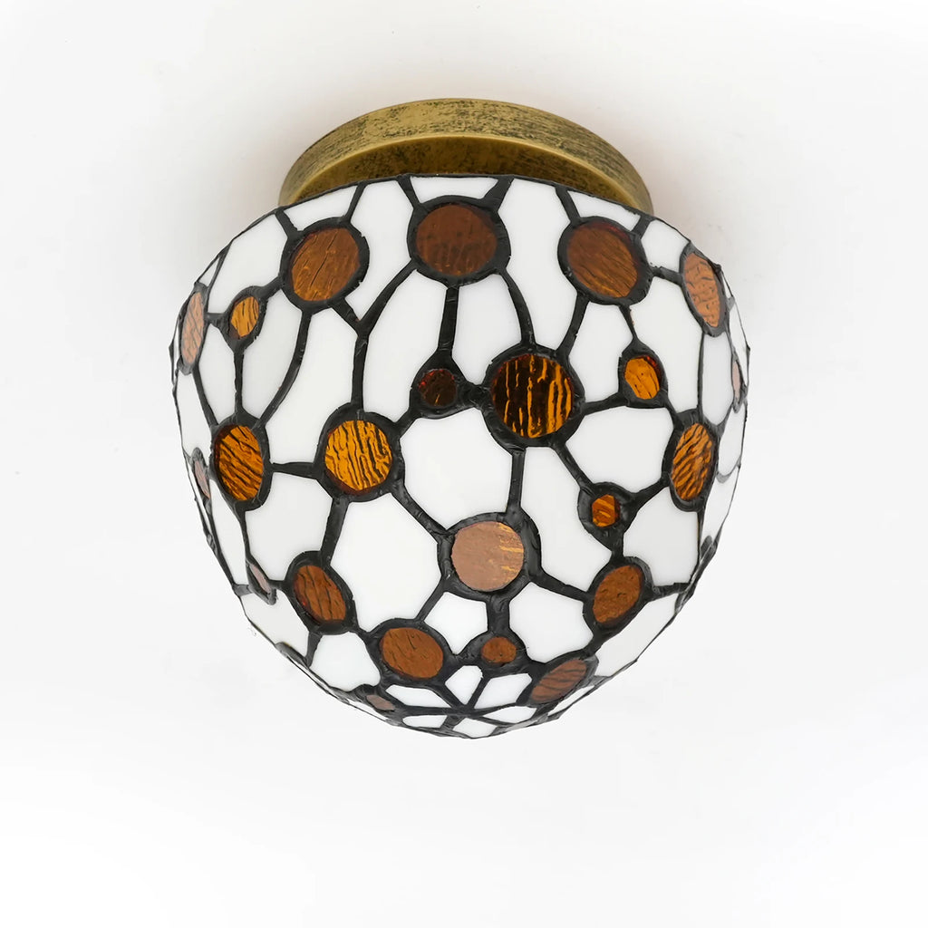 Plafonnier style Tiffany, coupole en verre teinté Ø 18 cm