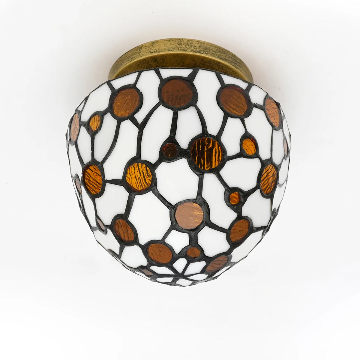 Plafonnier style Tiffany, coupole en verre teinté Ø 18 cm