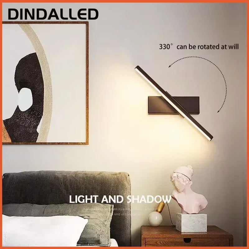 Applique murale LED à barre pivotante sur 330°, noire ou blanche