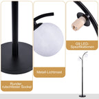 Lampadaire noir à deux globes en verre opalin, 160 cm, LED G9