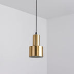 Suspension cylindre en fer doré brillant, 12 x 19 cm, douille E27