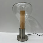 Suspension goutte en verre et tube effet bois, aussi en lampe à poser
