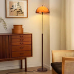 Lampadaire arc vintage à dôme orange en acrylique, 165 cm