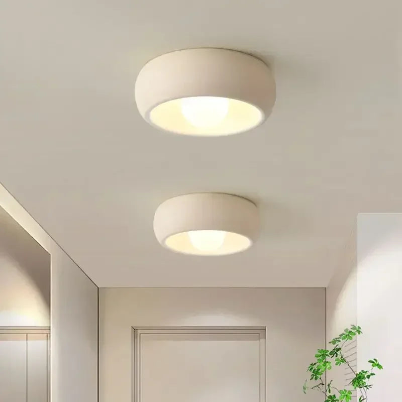 Plafonnier texturé esprit japonais Ø 30 cm, blanc ou beige, G9 LED