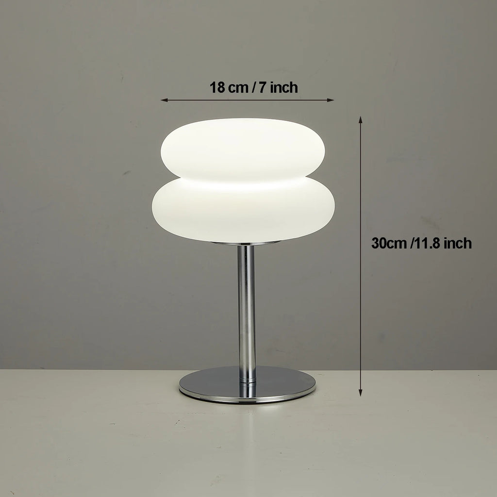 Lampe de chevet USB à double coussin superposé sur pied chromé