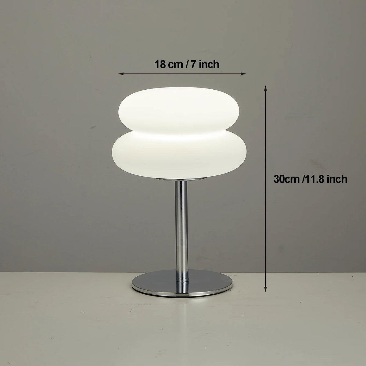 Lampe de chevet USB à double coussin superposé sur pied chromé