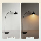 Lampadaire arc noir 185 cm, grand dôme Ø 34,5 cm et socle Ø 40