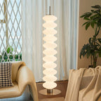 Lampadaire colonne blanc ondulé en acrylique, LED, 154 cm