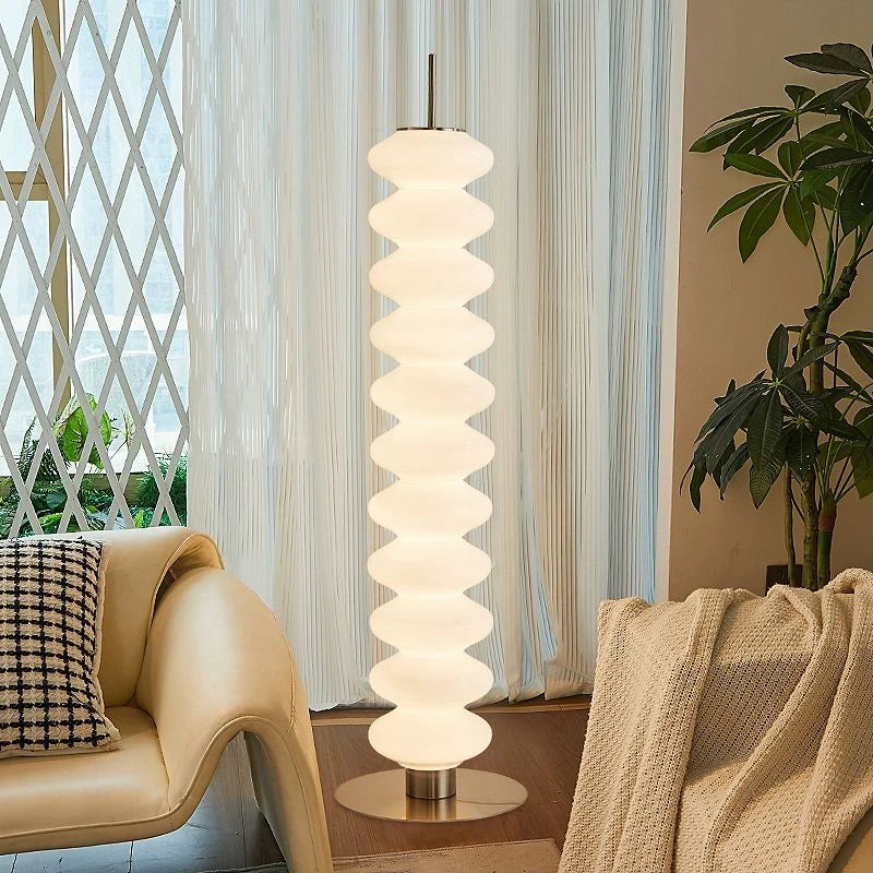 Lampadaire colonne blanc ondulé en acrylique, LED, 154 cm