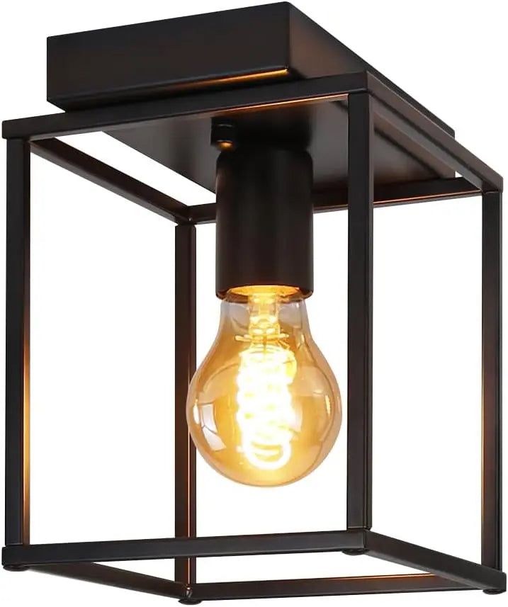 Plafonnier noir à cadre cube en métal, de 1 à 4 lumières E27