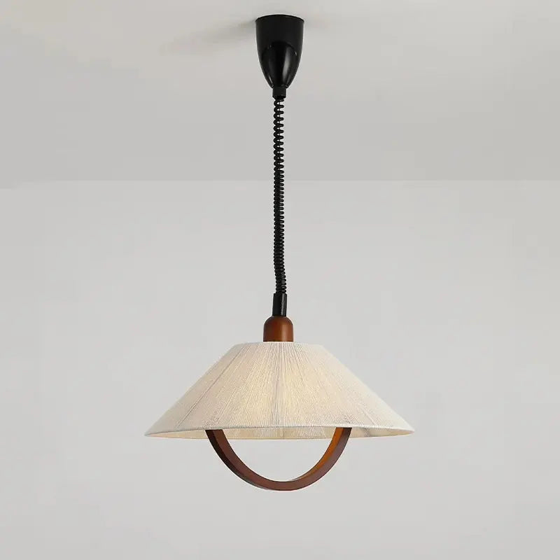 Suspension monte-et-baisse en corde de coton et bois, Ø 48 cm