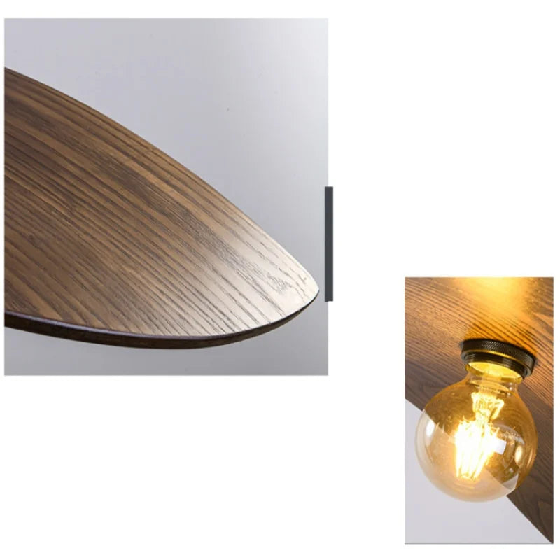 Suspension feuille en bois teinte noyer, simple, double ou triple