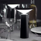 Lampe de table sans fil à tête conique orientable, noire ou blanche