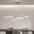 Suspension LED ruban ondulé 100 cm, aluminium chromé ou doré