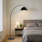 Lampadaire arc noir 185 cm, grand dôme Ø 34,5 cm et socle Ø 40