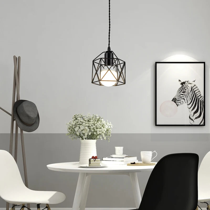 Suspension cage en métal 14 cm, douille E27, dorée ou noire