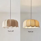 Suspension en lin à abat-jour festonné, Ø 45 ou 60 cm, douille E27